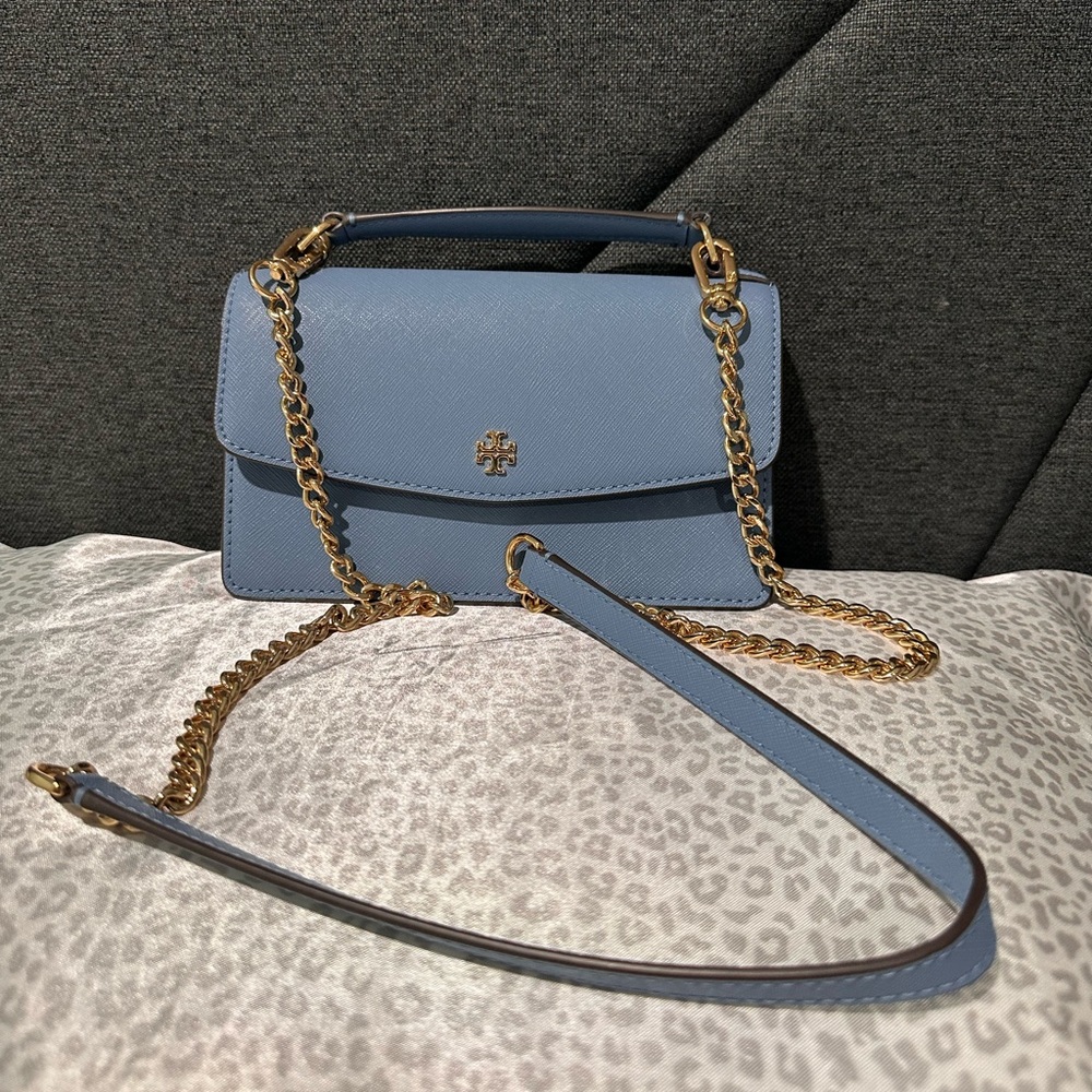 Tory Burch Emerson Mini Top Handle Bag in Blue Yonder